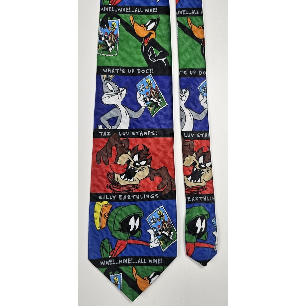 Vintage Looney Tunes Tie 1997 Stamp‎ Collection Warner Bros Characters Made USA